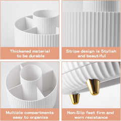 360° Rotate Makeup Brush Holder Organizer, Makeup Organizers Countertop, Makeup Organization and Skincare Storage for Vanity, Desktop, Bathroom (White)