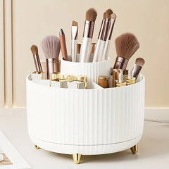 360° Rotate Makeup Brush Holder Organizer, Makeup Organizers Countertop, Makeup Organization and Skincare Storage for Vanity, Desktop, Bathroom (White)