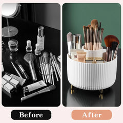 360° Rotate Makeup Brush Holder Organizer, Makeup Organizers Countertop, Makeup Organization and Skincare Storage for Vanity, Desktop, Bathroom (White)