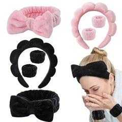 4Pcs Skincare Accessories for Face Wash Skincare Hair Accessories,Sponge Spa Headbands & Wristband Set, for Washing Face Makeup