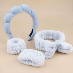4Pcs Skincare Accessories for Face Wash Skincare Hair Accessories,Sponge Spa Headbands & Wristband Set, for Washing Face Makeup