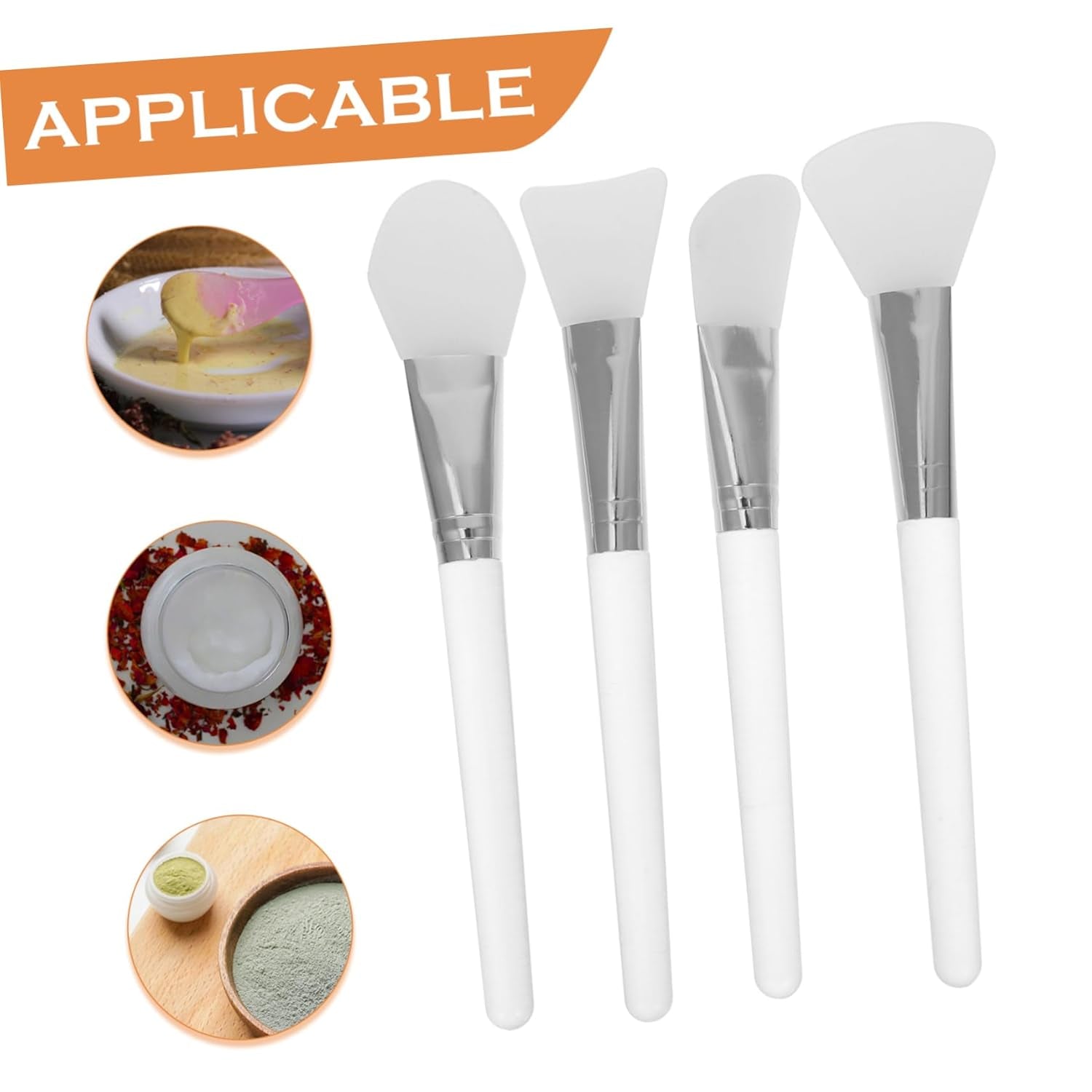 4Pcs Silicone Mask Applicator Brushes Set Flexible Facial Tools for Smooth Application of Mud Masks and Moisturizers Easy to Clean Travel-Friendly Design