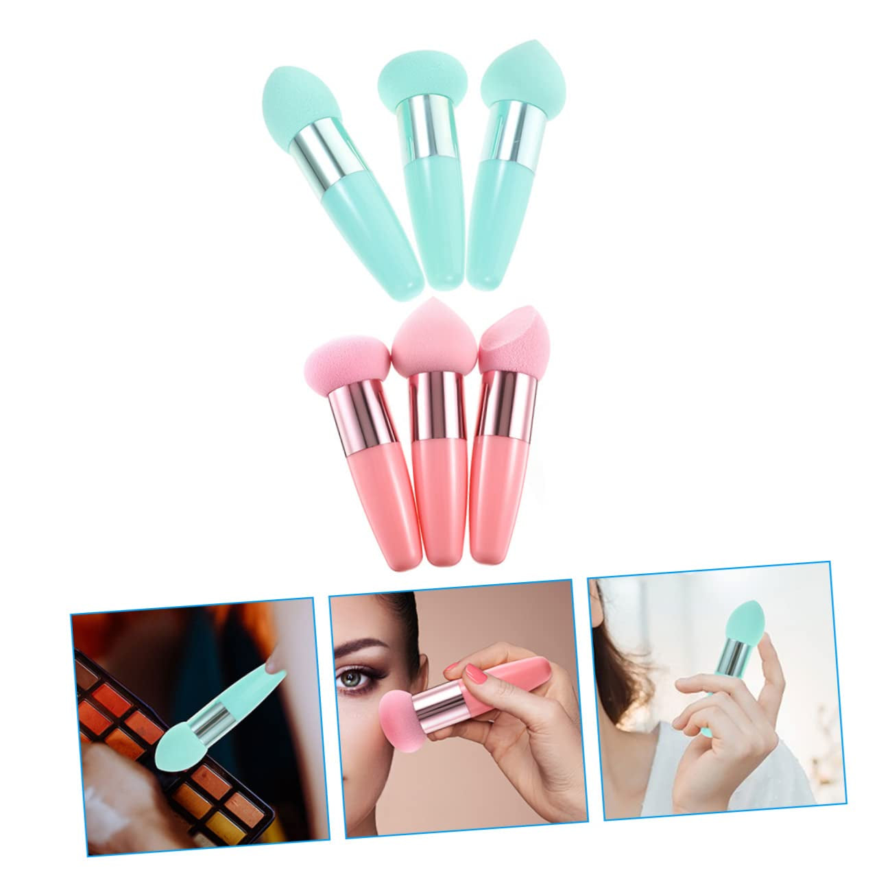 6Pcs Makeup Sponge Pen Portable Beauty Puff for Effortless Makeup Application Suitable for Foundation Powder and Concealer Ergonomic Design Pink