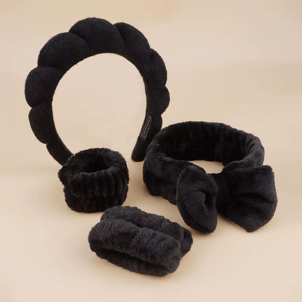 4Pcs Skincare Accessories for Face Wash Skincare Hair Accessories,Sponge Spa Headbands & Wristband Set, for Washing Face Makeup
