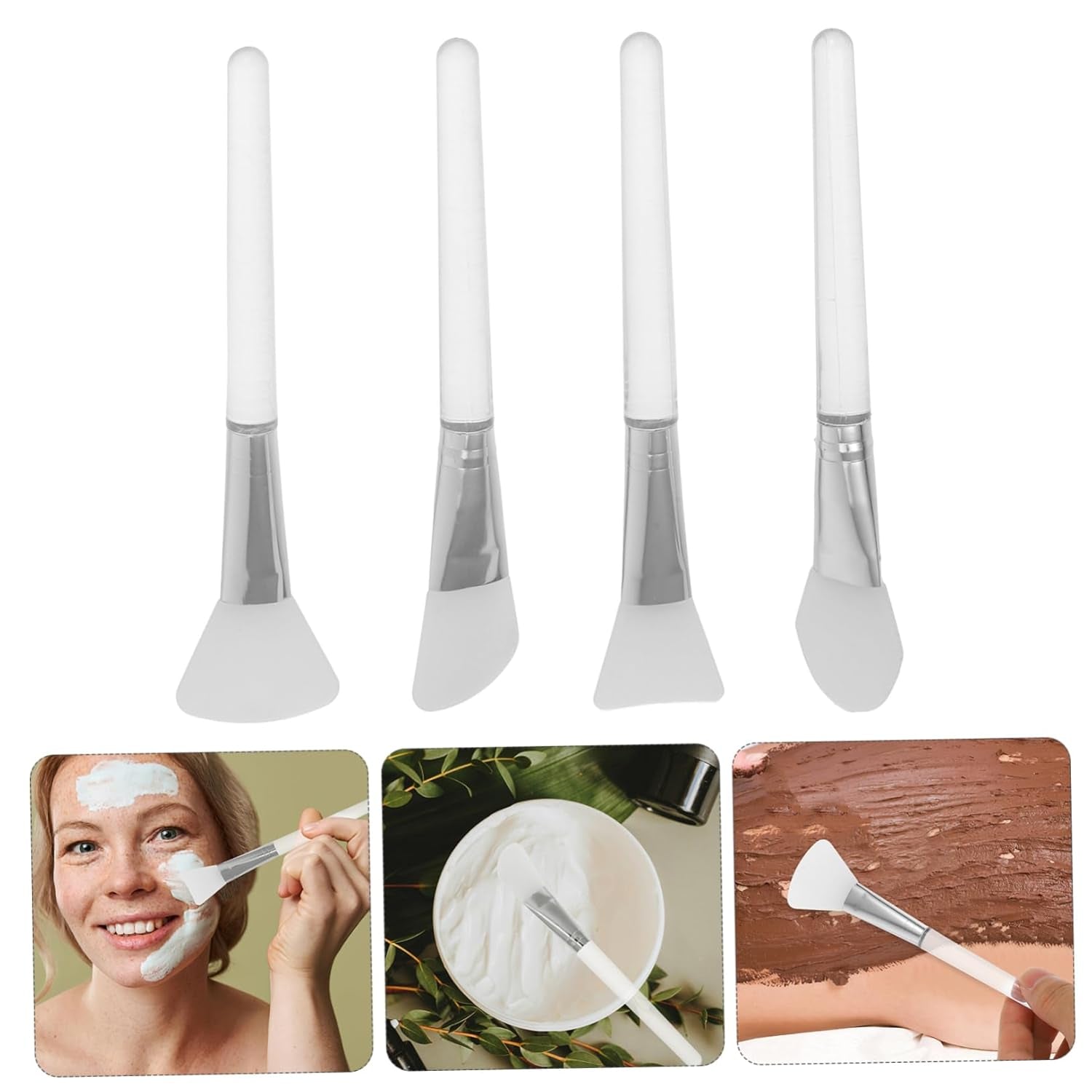 4Pcs Silicone Mask Applicator Brushes Set Flexible Facial Tools for Smooth Application of Mud Masks and Moisturizers Easy to Clean Travel-Friendly Design
