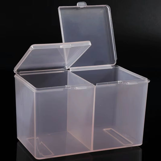 1Pc Clear Makeup Storage Box with Lid, 2-Grid Dustproof Storage Box for Skincare Makeup and Sundries, Countertop & Vanity Storag