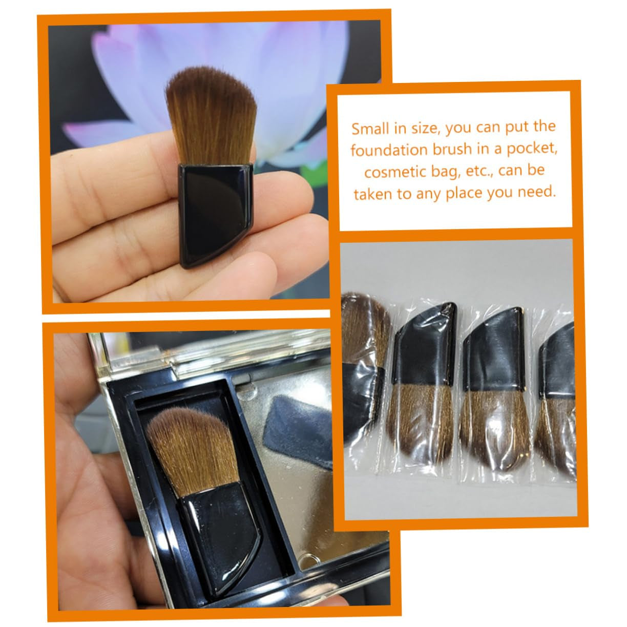 2Pcs Portable Travel Makeup Brush Professional Blush Applicators Soft Bristles for Even Powder Distribution Go Cosmetic Touch-Ups
