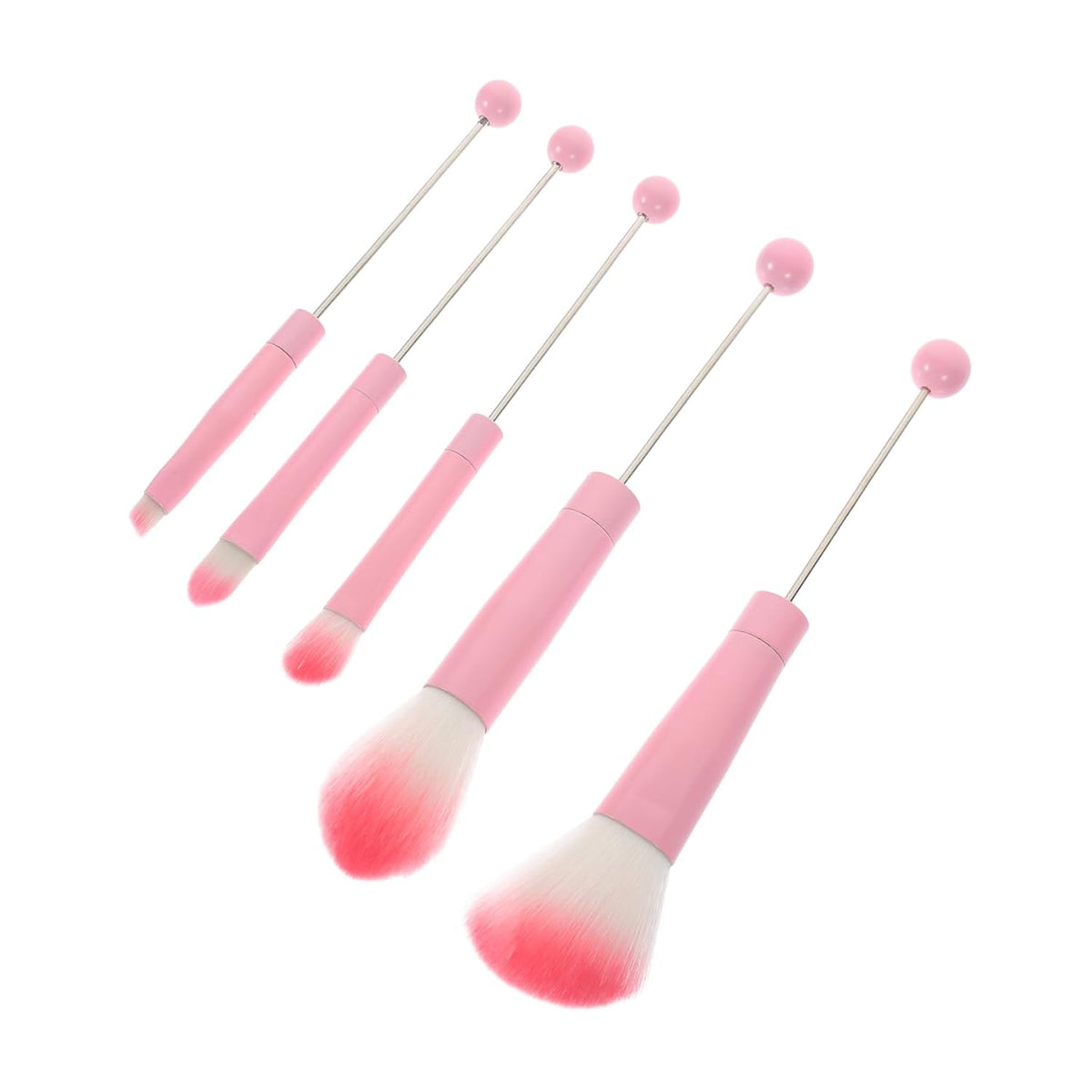 5Pcs Makeup Brush Detachable Bead Design Includes Foundation Eyeshadow Blush Brushes Cute Handles for Easy Application and Contouring Essential Cosmetics Tools for Makeup