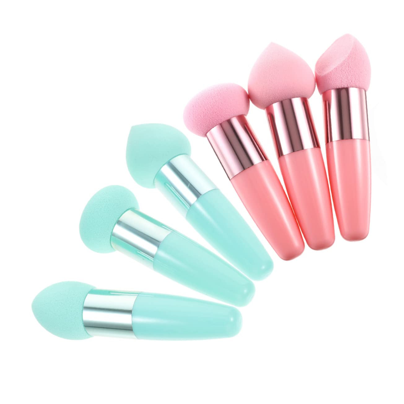 6Pcs Makeup Sponge Pen Portable Beauty Puff for Effortless Makeup Application Suitable for Foundation Powder and Concealer Ergonomic Design Pink