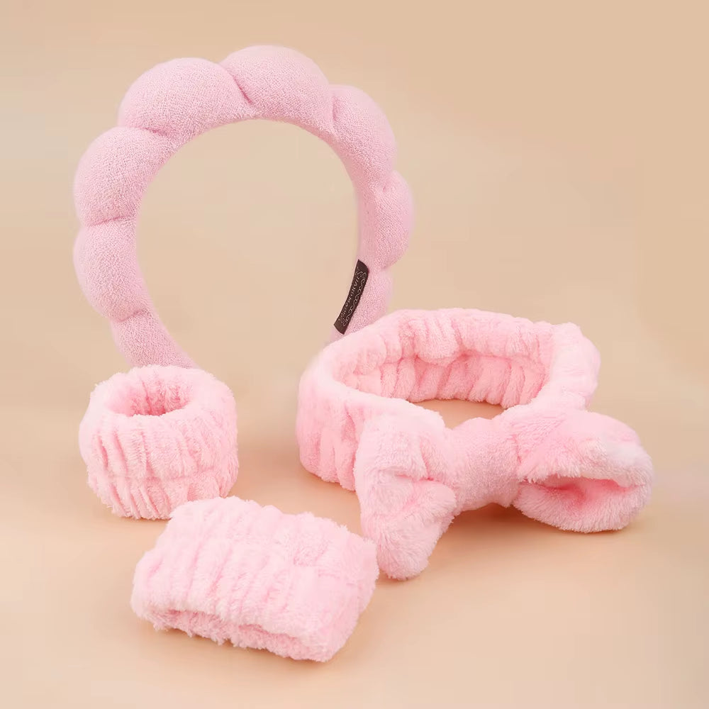 4Pcs Skincare Accessories for Face Wash Skincare Hair Accessories，Sponge Spa Headbands & Wristband Set, for Washing Face Makeup