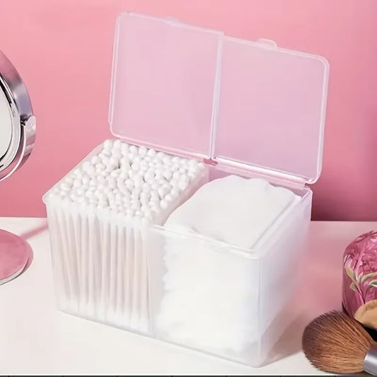 1Pc Clear Makeup Storage Box with Lid, 2-Grid Dustproof Storage Box for Skincare Makeup and Sundries, Countertop & Vanity Storag