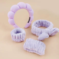 4Pcs Skincare Accessories for Face Wash Skincare Hair Accessories，Sponge Spa Headbands & Wristband Set, for Washing Face Makeup