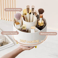 360° Rotate Makeup Brush Holder Organizer, Makeup Organizers Countertop, Makeup Organization and Skincare Storage for Vanity, Desktop, Bathroom (White)